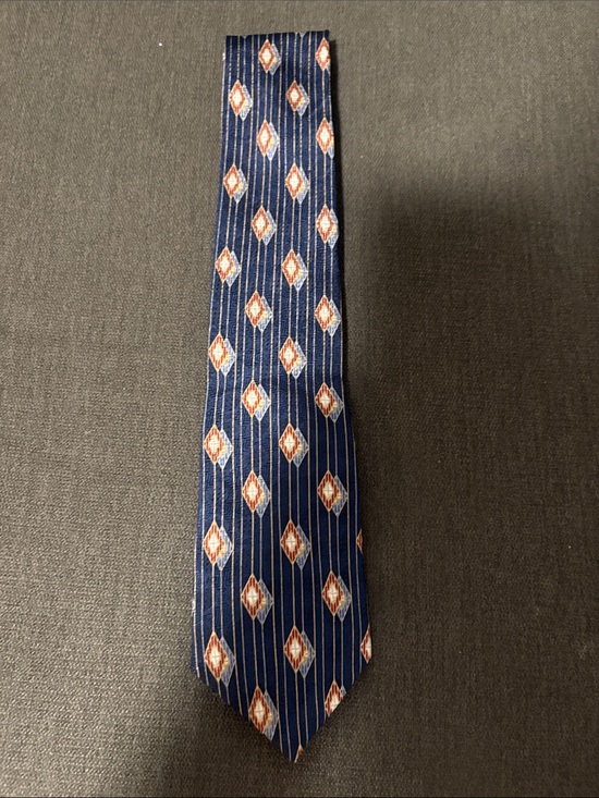 Contissima Other - Contissima Navy Blue Men’s Silk Tie with Geometric Diamond Pattern